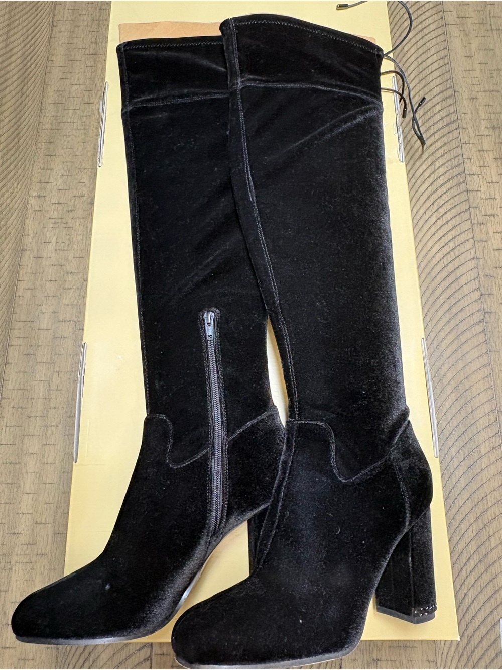 MICHAEL Michael Kors Black Velvet Knee-High Block Heel Boots
